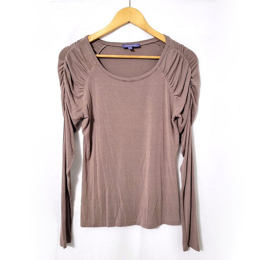 Vivienne Tam Womens Ruched Long Sleeve Cinched Top Size S Y2K Viscose Minimalist